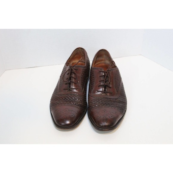 *Flaw Salvatore Ferragamo Woven Leather Lace Oxford Shoes Men's Size 10D H14580 - Picture 4 of 16